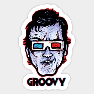 Groovy 3D... Evil Dead Ash Williams Wearing 3D Glasses Sticker